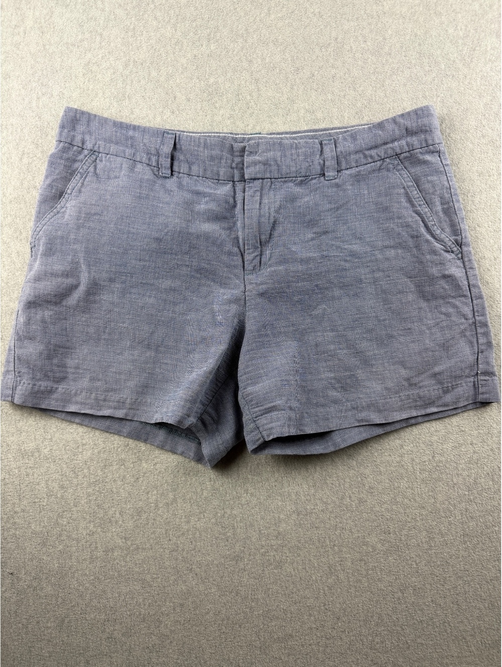 Tommy Hilfiger Womens 10 Blue Chambray Micro Check Chino Shorts Preppy
